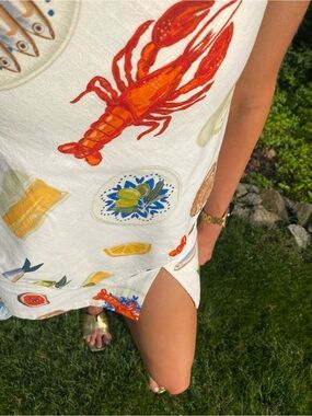 Labor Day Coastal White Seafood-Print Skirt Set - Casual Summer Style